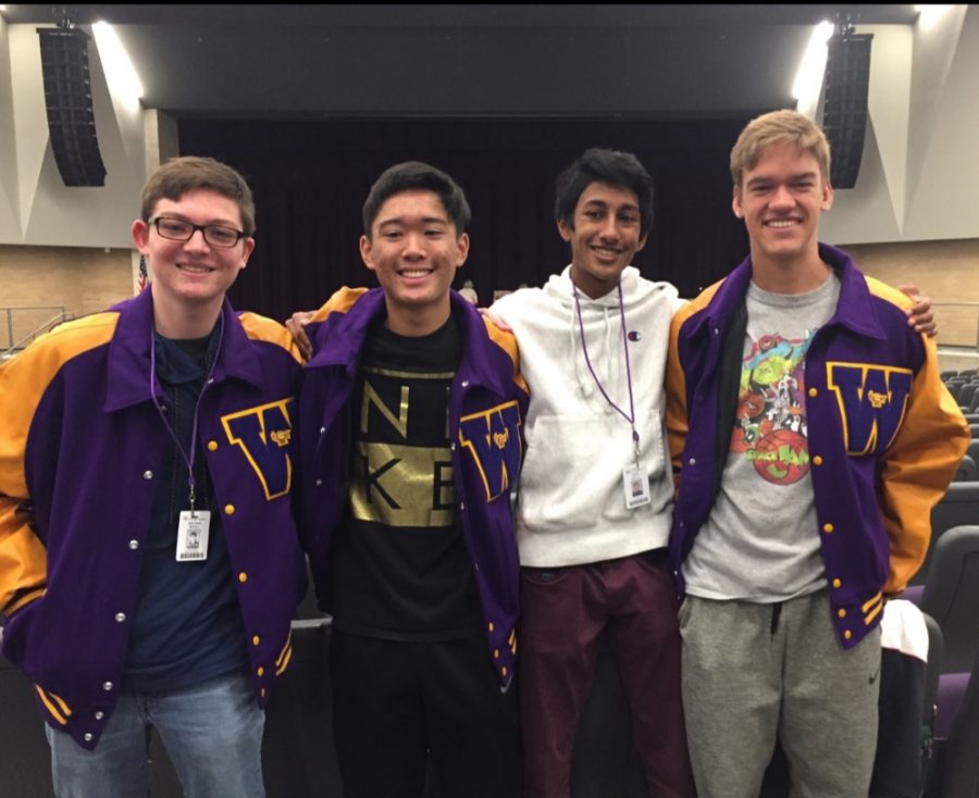 Geoffrey and his friends smile as they wear their jackets
(Nathan Weiss, Vincent Mercado, and Nithin Kalla)
Courtesy of Geoffrey Englin 