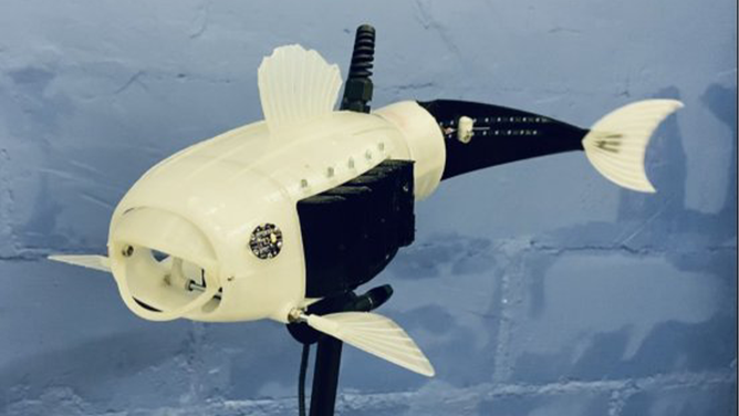 Model of Gilbert that is put on display within the robotics room at the University of Surrey